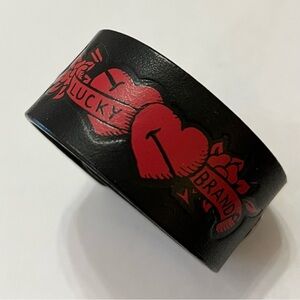 Vintage, Lucky Brand leather cuff HEART bracelet